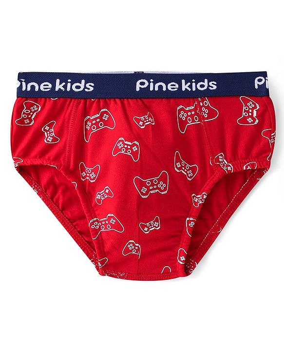 Pine Kids Cotton Lycra Knit Briefs Pack of 3 (Color & Print May Vary)