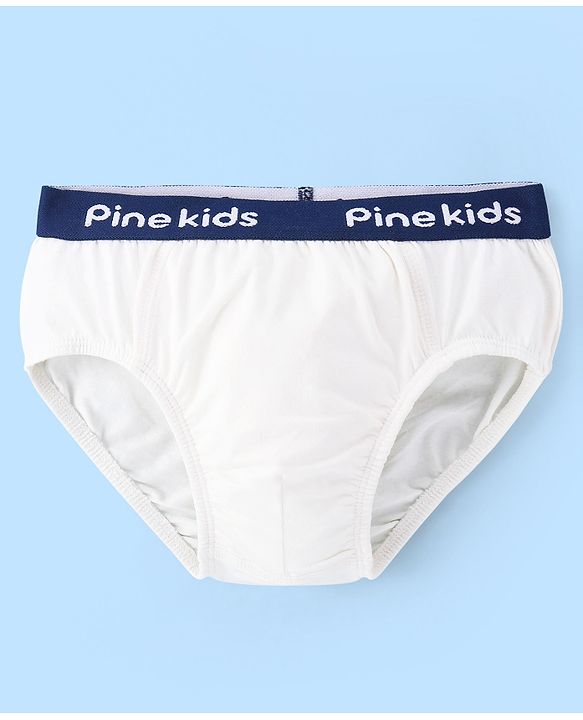 Pine Kids Cotton Lycra Knit Briefs Solid Colour Pack of 3 - White