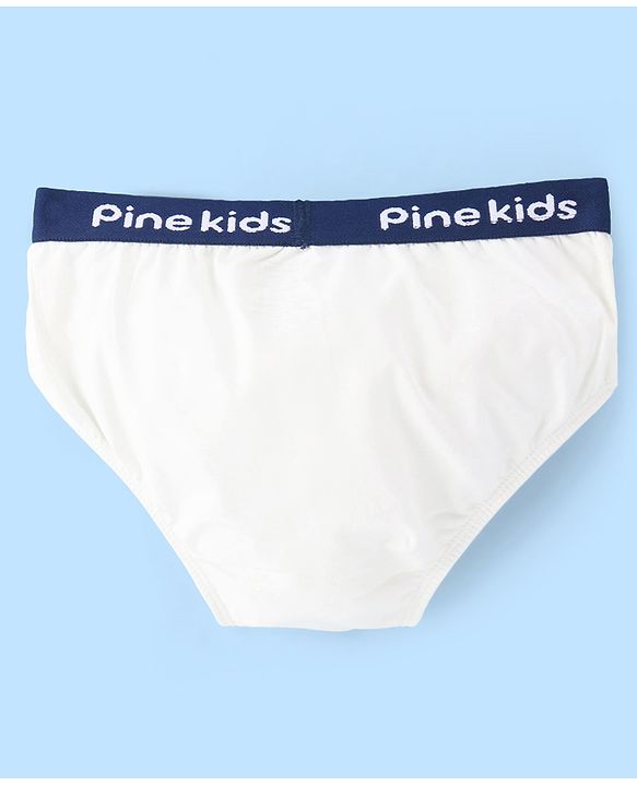 Pine Kids Cotton Lycra Knit Briefs Solid Colour Pack of 3 - White