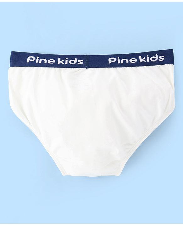 Pine Kids Cotton Lycra Knit Briefs Solid Colour Pack of 3 - White