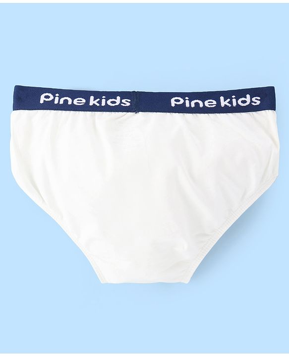 Pine Kids Cotton Lycra Knit Briefs Solid Colour Pack of 3 - White