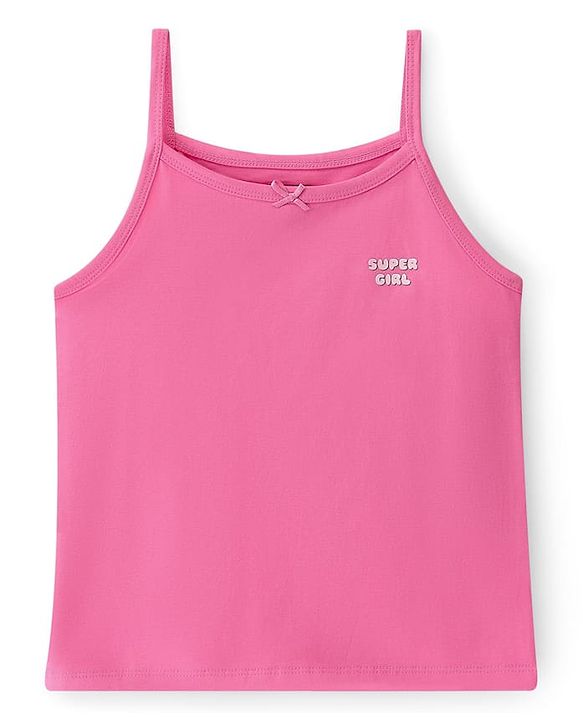 Pine Kids Cotton Lycra Knit Sleeveless Stripes & Text Printed Slips Pack of 3 (Colour & Print May Vary)