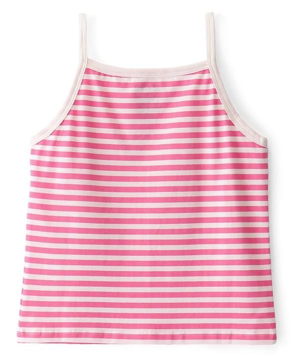 Pine Kids Cotton Lycra Knit Sleeveless Stripes & Text Printed Slips Pack of 3 (Colour & Print May Vary)
