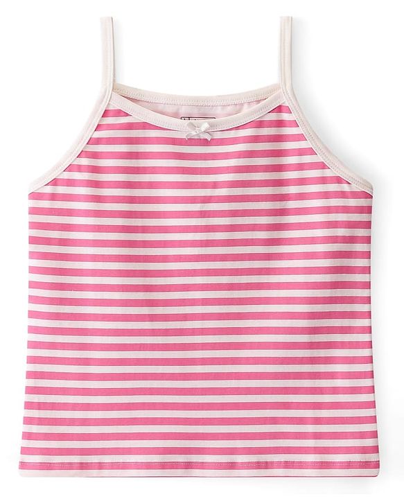 Pine Kids Cotton Lycra Knit Sleeveless Stripes & Text Printed Slips Pack of 3 (Colour & Print May Vary)