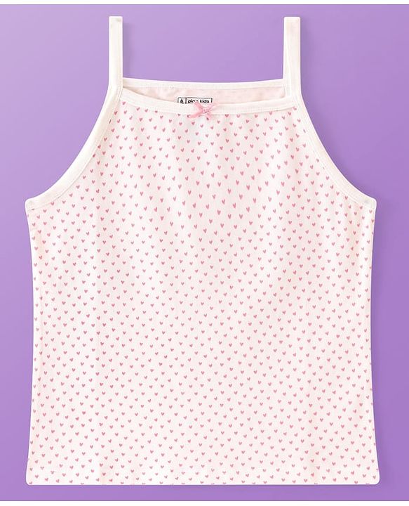 Pine Kids Cotton Lycra Knit Sleeveless Slips Floral & Heart Print Pack Of 3 (Color May Vary)