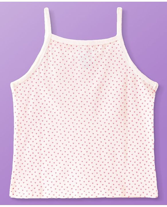 Pine Kids Cotton Lycra Knit Sleeveless Slips Floral & Heart Print Pack Of 3 (Color May Vary)
