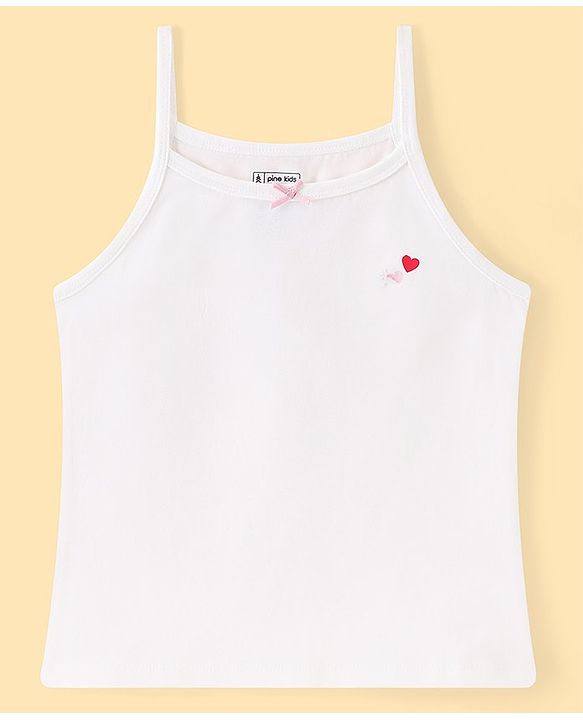Pine Kids Cotton Lycra Knit Sleeveless Slips Heart Print Pack Of 3 (Color May Vary)