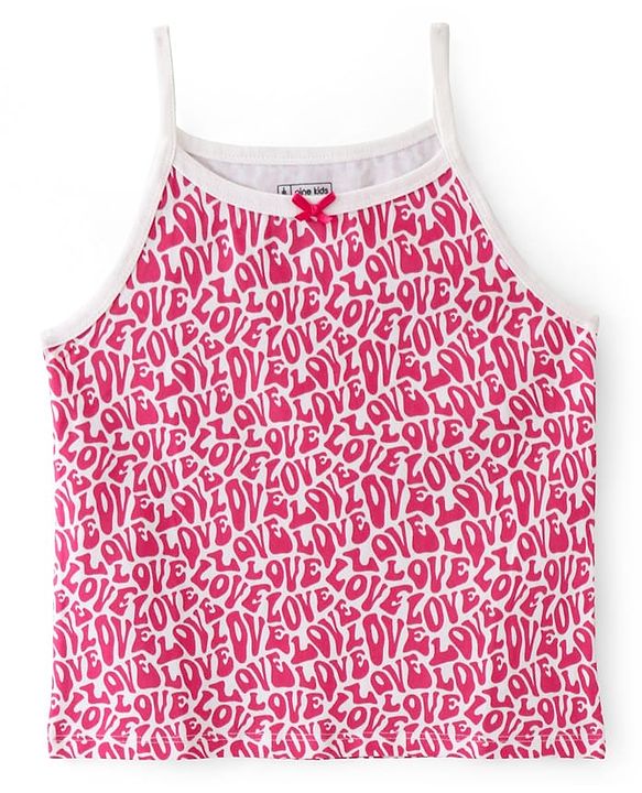 Pine Kids Cotton Lycra Knit Sleeveless Slips Text Print Pack Of 3 (Color May Vary)
