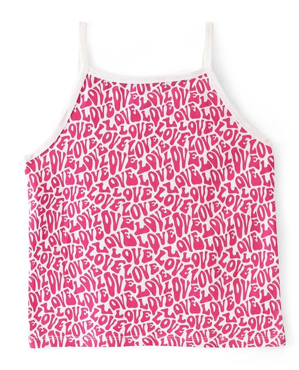 Pine Kids Cotton Lycra Knit Sleeveless Slips Text Print Pack Of 3 (Color May Vary)