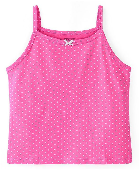 Pine Kids Cotton Lycra Sleeveless  Slips Polka Dots Print Pack of 3 (Color May Vary)