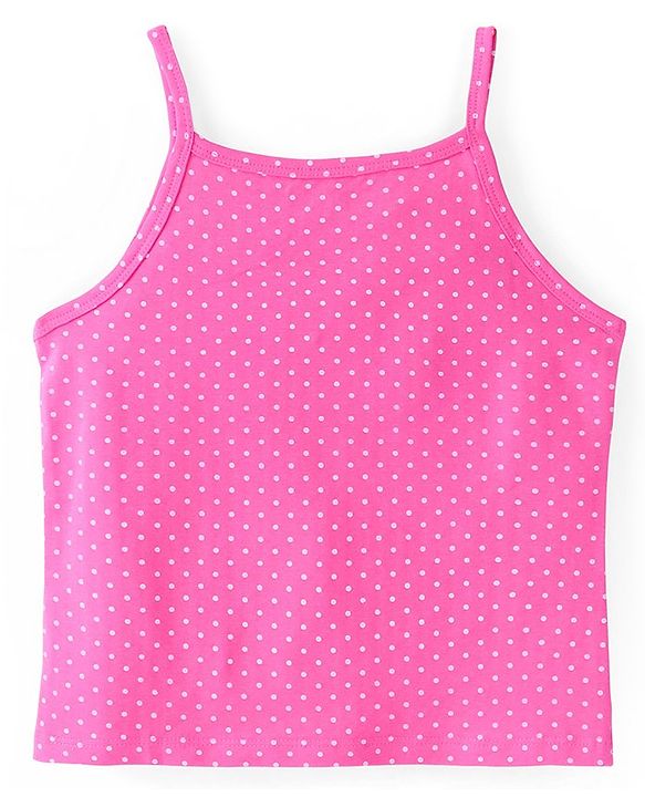 Pine Kids Cotton Lycra Sleeveless  Slips Polka Dots Print Pack of 3 (Color May Vary)