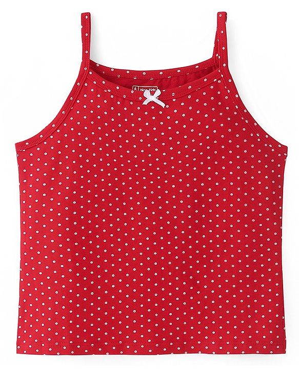 Pine Kids Cotton Lycra Sleeveless  Slips Polka Dots Print Pack of 3 (Color May Vary)