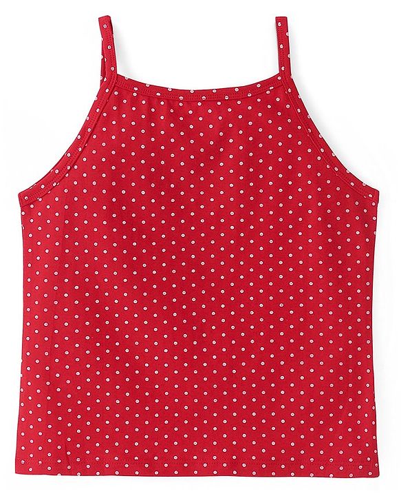 Pine Kids Cotton Lycra Sleeveless  Slips Polka Dots Print Pack of 3 (Color May Vary)