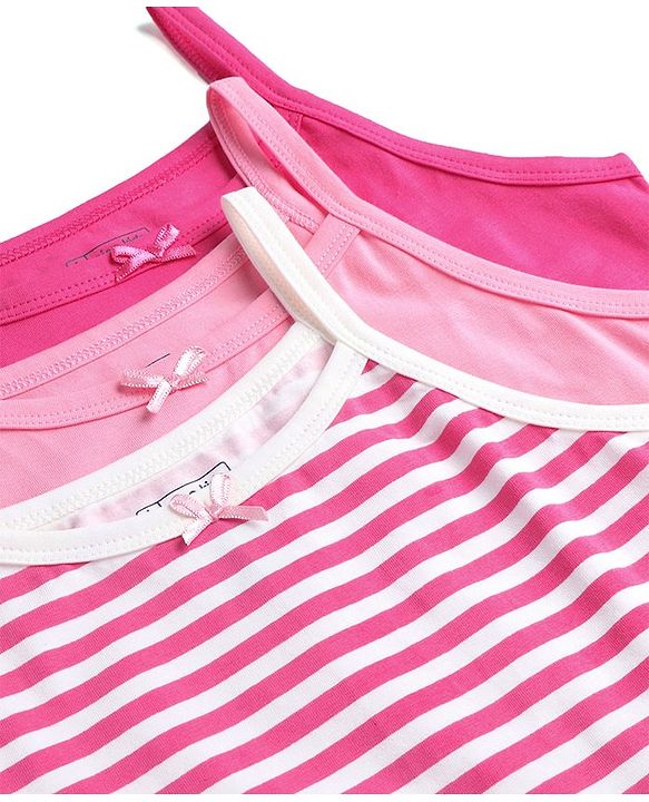 Pine Kids Cotton Lycra Sleeveless Slips Pack of 3 (Color & Print May Vary)