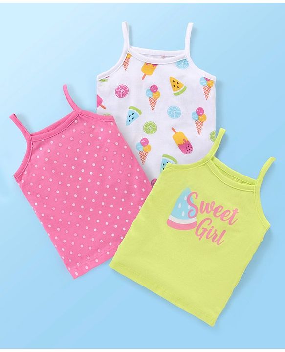 Babyhug 100% Cotton Antibacterial Slips  Polka Dots & Fruits Print Pack of 3 - Multicolour