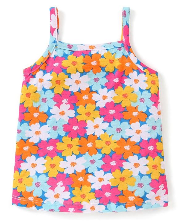 Babyhug 100% Cotton Knit Anti Bacterial Sleeveless Slips with Floral and Polka Dots Print Pack of 3 - Multicolor