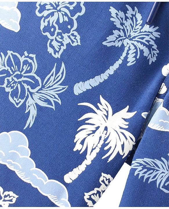 Pine Kids Cotton Looper Above Knee Length Shorts Tropical Print - Blue