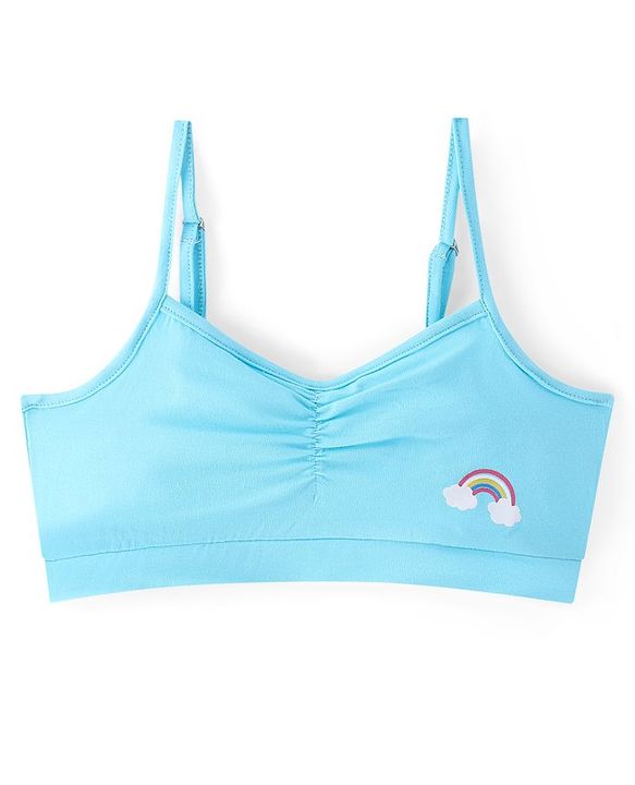 Pine Kids Cotton Sleeveless Bralettes With Stripes & Rainbow Print Pack of 3 (Colour May Vary)