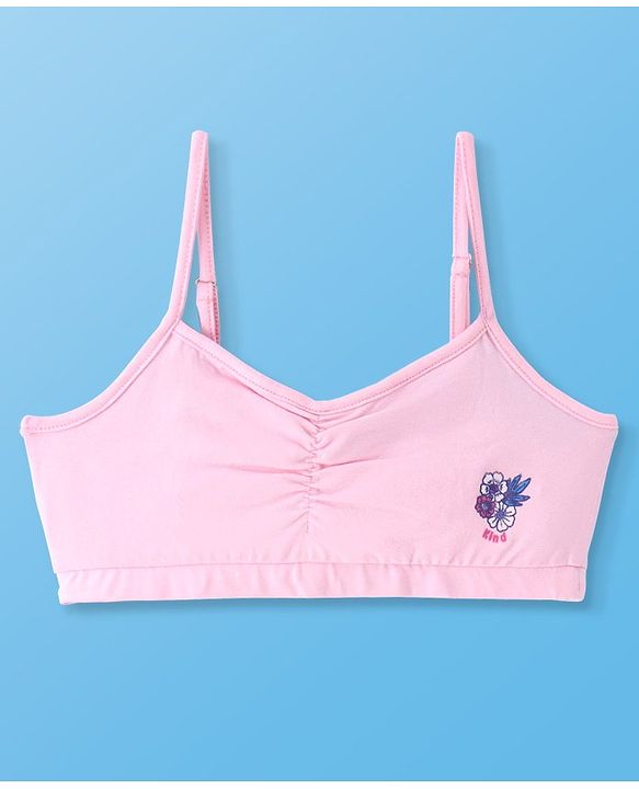 Pine Kids Cotton Sleeveless Bralettes With Floral Print Pack of 3 (Colour May Vary)