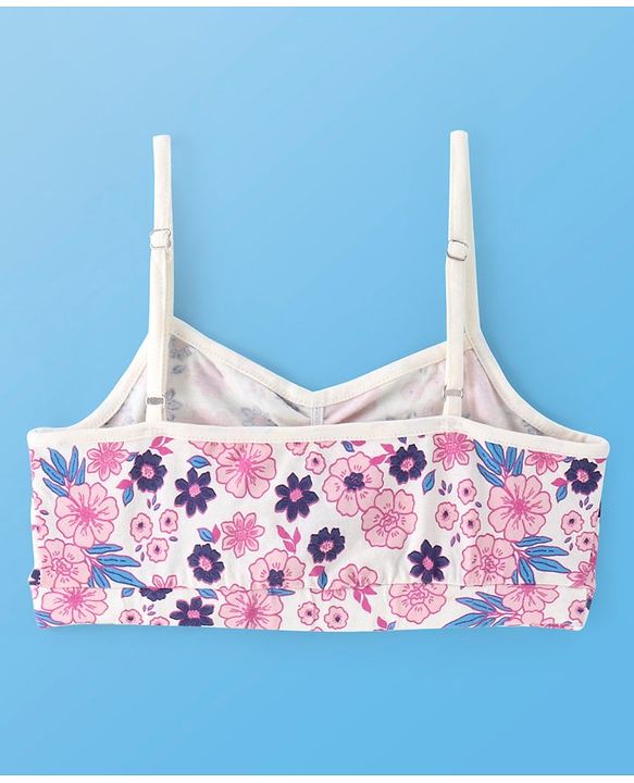 Pine Kids Cotton Sleeveless Bralettes With Floral Print Pack of 3 (Colour May Vary)