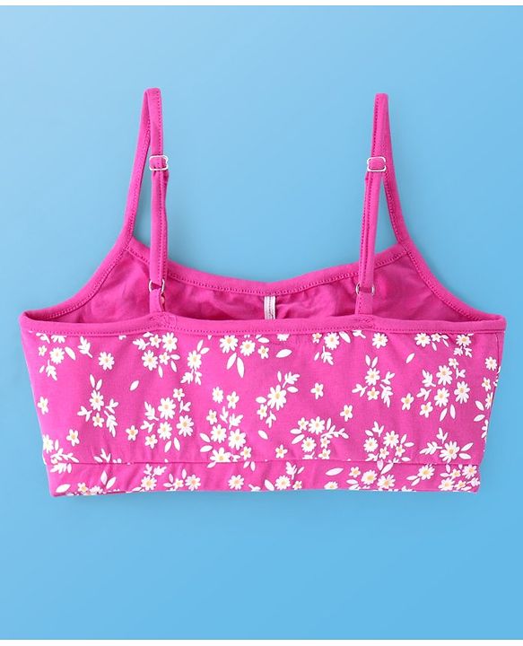Pine Kids Cotton Sleeveless Bralettes With Floral Print Pack of 3 (Colour May Vary)