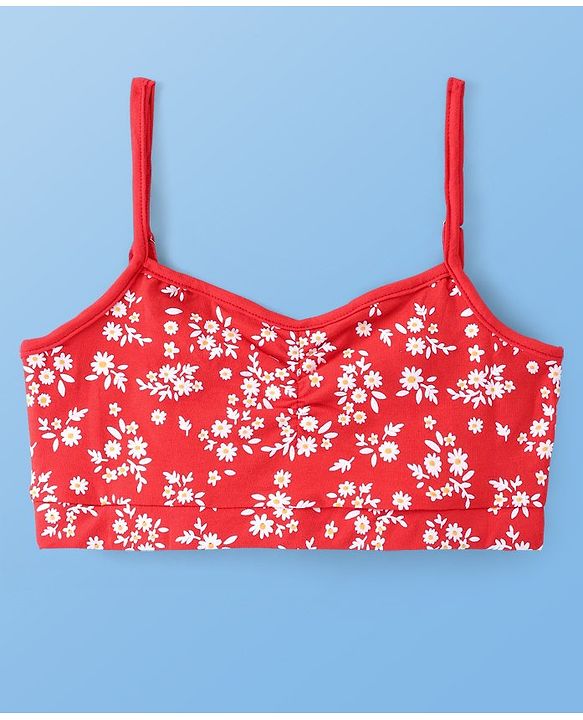 Pine Kids Cotton Sleeveless Bralettes With Floral Print Pack of 3 (Colour May Vary)