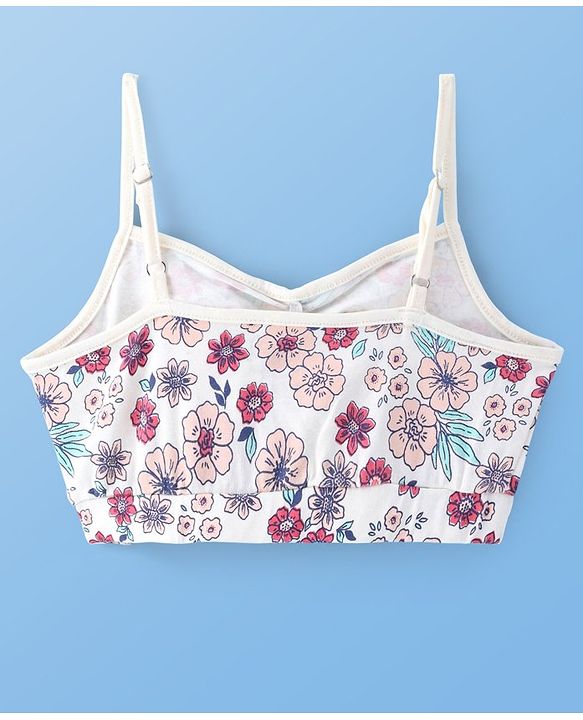 Pine Kids Cotton Sleeveless Bralettes With Floral Print Pack of 3 (Colour May Vary)