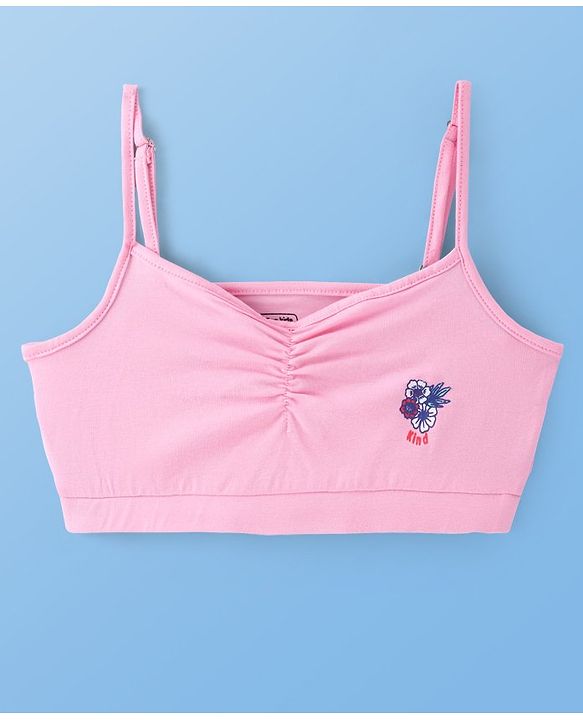 Pine Kids Cotton Sleeveless Bralettes With Floral Print Pack of 3 (Colour May Vary)