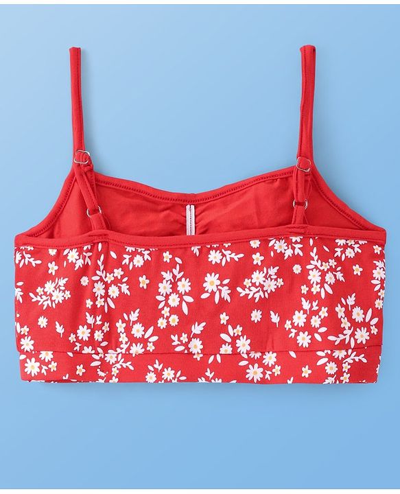 Pine Kids Cotton Sleeveless Bralettes With Floral Print Pack of 3 (Colour May Vary)