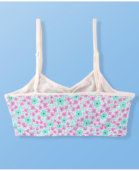 Pine Kids Cotton Sleeveless Bralettes With Floral Print Pack of 3 (Colour May Vary)
