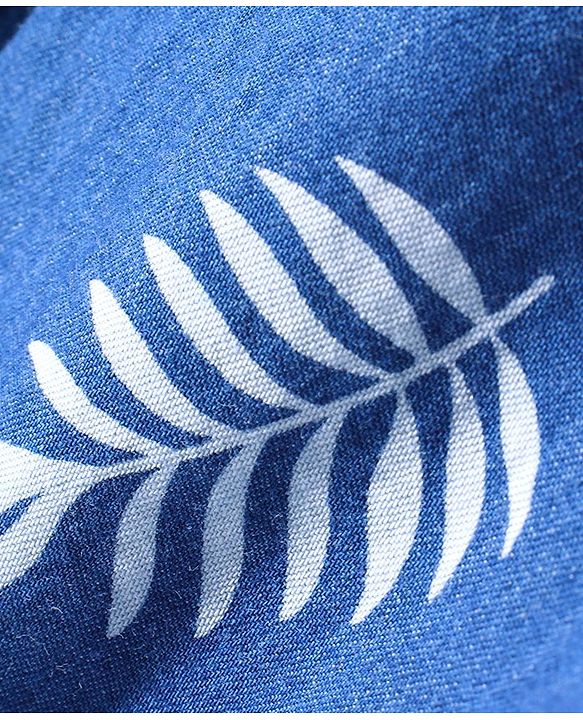 Babyhug Denim Half Sleeves Shirt Leaf Print - Blue
