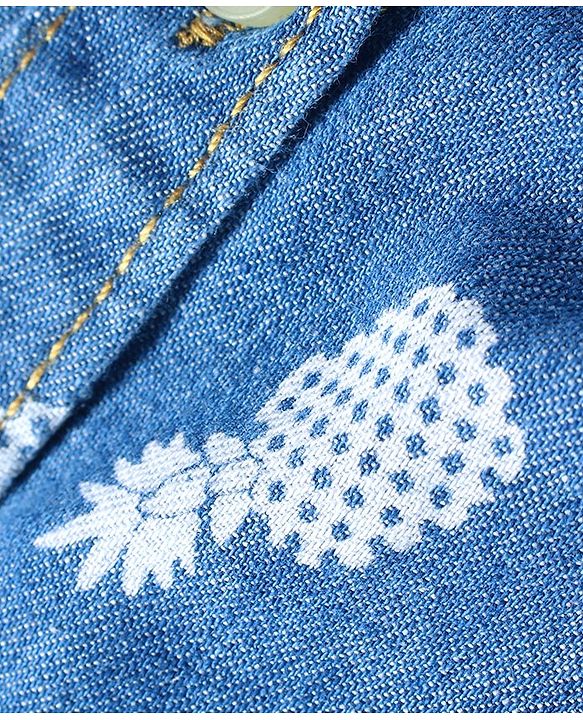 Babyhug Denim Half Sleeves Shirt Pineapple Print - Blue