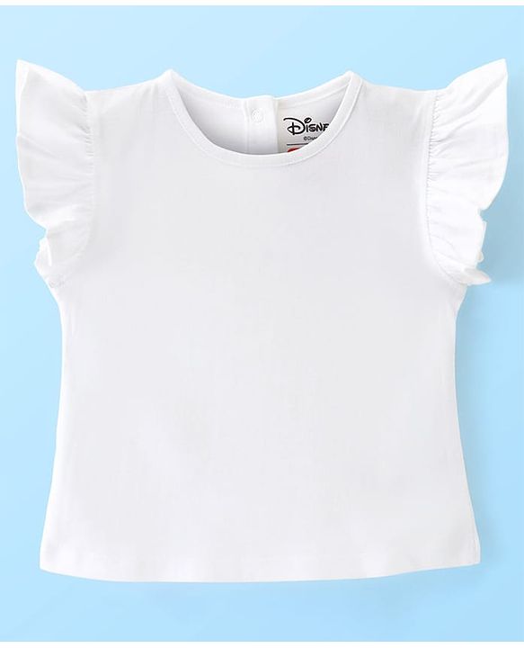 Babyhug Disney Single Jersey Knit Half Sleeves Top With Frocks Minnie Mouse Graphics and Frill Detailing- Red & White