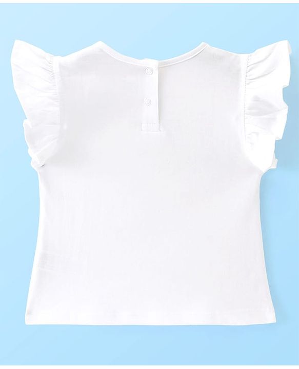 Babyhug Disney Single Jersey Knit Half Sleeves Top With Frocks Minnie Mouse Graphics and Frill Detailing- Red & White