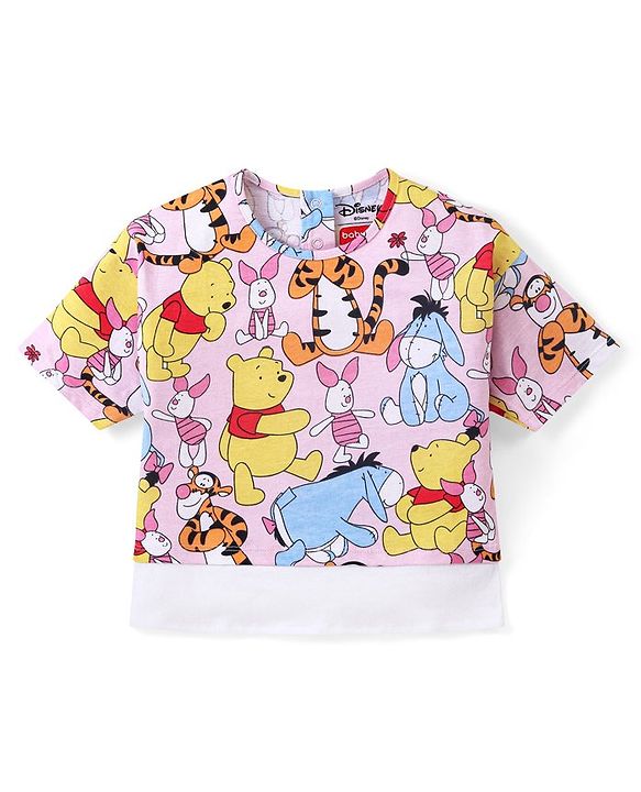 Babyhug Disney Single Jersey Knit Half Sleeves T-Shirt & Shorts Set With Winnie The Pooh Print - Multicolor