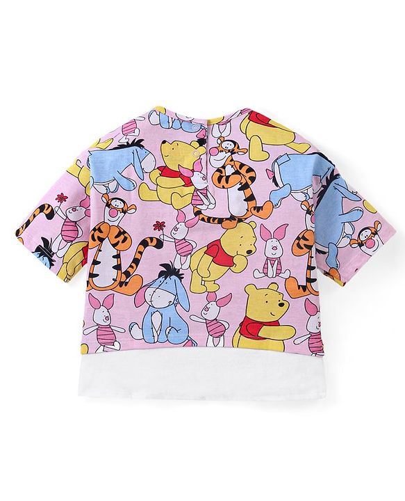Babyhug Disney Single Jersey Knit Half Sleeves T-Shirt & Shorts Set With Winnie The Pooh Print - Multicolor