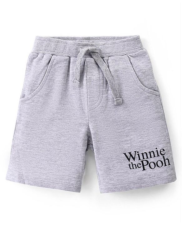 Babyhug Disney Cotton Knit Half Sleeves T-Shirt With Attached Waist Coat & Shorts Set With Winnie The Pooh Graphics - Grey