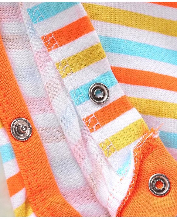 Babyhug 100% Cotton Knit Full Sleeves Striped & Animal Printed Rompers Pack of 2 - Multicolour