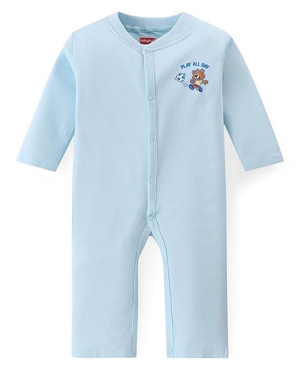 Babyhug 100% Cotton Knit Full Sleeves Rugby Printed Rompers Pack of 2 - Multicolour