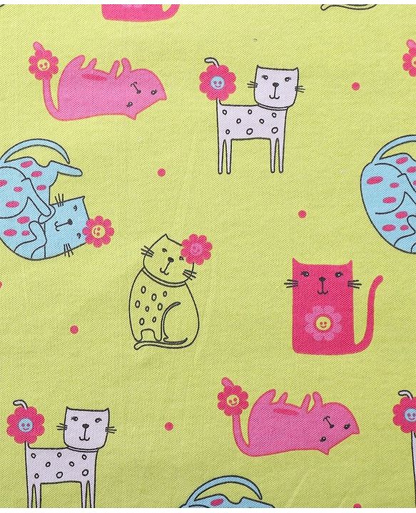 Babyhug Interlock Knit Towel With Hood Kitten Print L 76.2 x B 76.2 cm - Yellow