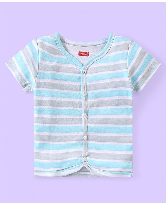 Babyhug 100% Cotton Half Sleeves Antibacterial Front Open Vest Teddy Print Pack of 3 - Multicolour