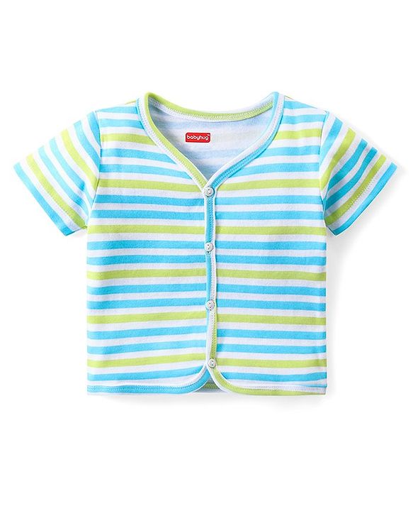 Babyhug 100% Cotton Interlock Anti Bacterial Half Sleeves Vests Dolphin & Striped Print Pack of 5 - Multicolor