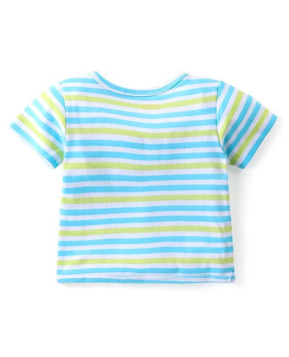 Babyhug 100% Cotton Interlock Anti Bacterial Half Sleeves Vests Dolphin & Striped Print Pack of 5 - Multicolor