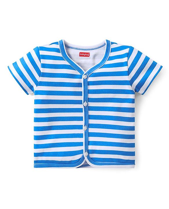 Babyhug 100% Cotton Interlock Anti Bacterial Half Sleeves Vests Dolphin & Striped Print Pack of 5 - Multicolor