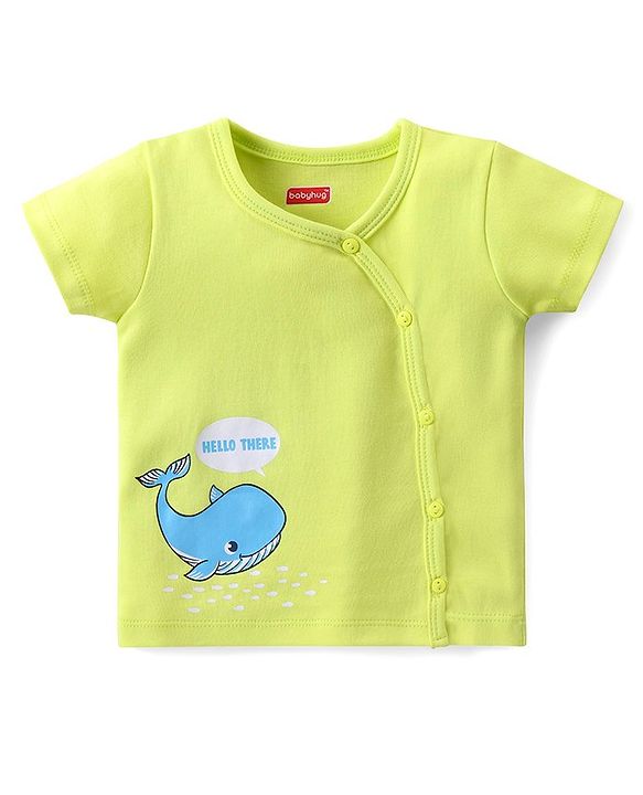 Babyhug 100% Cotton Interlock Anti Bacterial Half Sleeves Vests Dolphin & Striped Print Pack of 5 - Multicolor