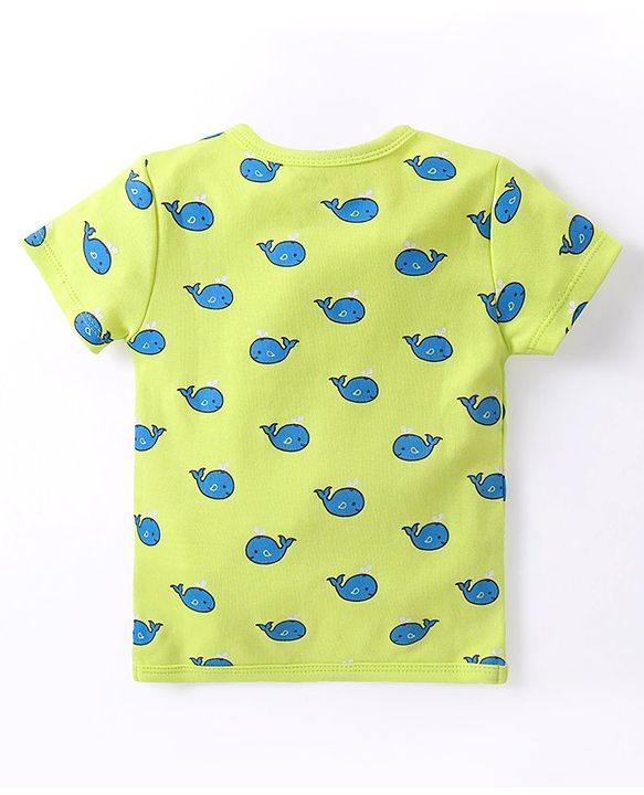 Babyhug 100% Cotton Interlock Anti Bacterial Half Sleeves Vests Dolphin & Striped Print Pack of 5 - Multicolor