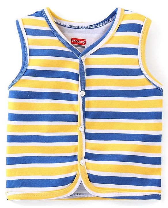 Babyhug 100% Cotton Knit Sleeveless Antibacterial Set of Vests Striped Car & Crocodile Print Pack of 3 - Multicolour