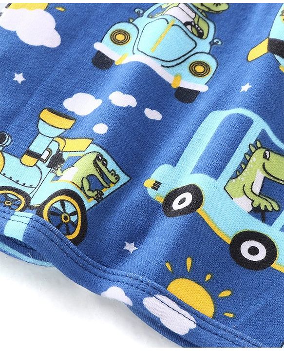 Babyhug 100% Cotton Knit Sleeveless Antibacterial Set of Vests Striped Car & Crocodile Print Pack of 3 - Multicolour