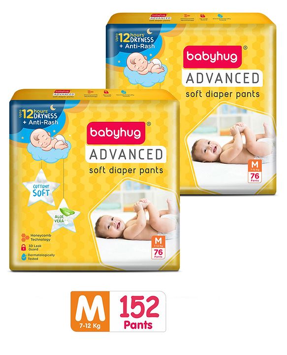 Babyhug Advanced Pant Style Diapers Medium Pack of 2 - 76 Pieces each