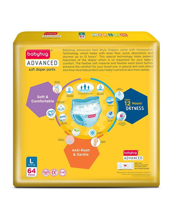 Babyhug Advanced Pant Style Diapers Large Pack of 2 - 64 Pieces Each